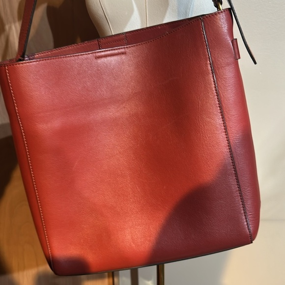 Cole Haan Red Leather Messenger Bag bucket - Picture 5 of 8
